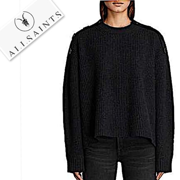 AllSaints Faye Crew Neck Wool & Cashmere Blend Ribbed Knit Jumper Sweater Sz XS - Picture 3 of 12